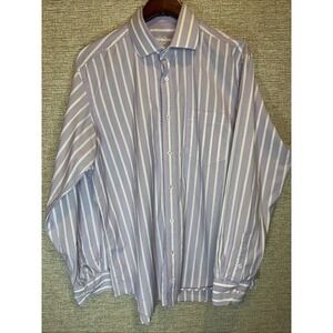 Bugatchi Mens Classic Fit Long Sleeve Button Up Shirt, Purple Stripe,  Sz Large